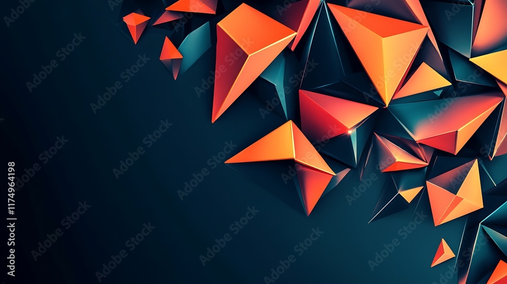 Obraz premium Abstract Dark Background Orange and Teal Geometric Shapes