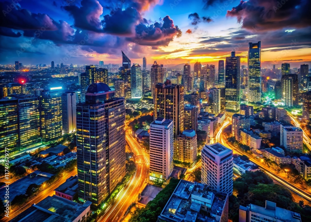 Fototapeta premium Night Cityscape Windows 10 Wallpaper: Stunning Dark City Lights Background