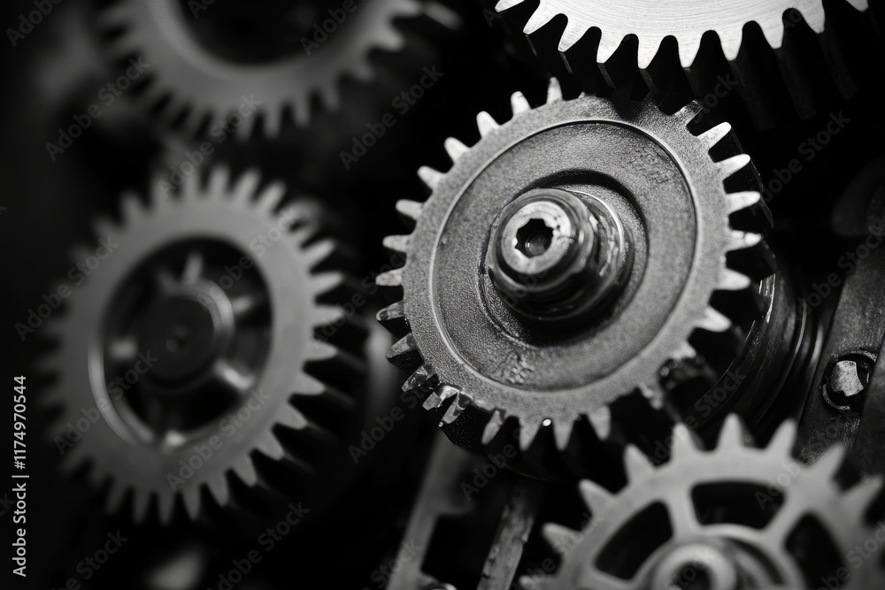 Intricate close up of gears and cogs in an automotive gearbox showcasing engineering technology Intricate close up of gears and cogs in an automotive gearbox showcasing engineering technology