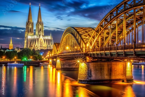 Night Panorama of Cologne: Hohenzollern Bridge & Cathedral Macro Detail