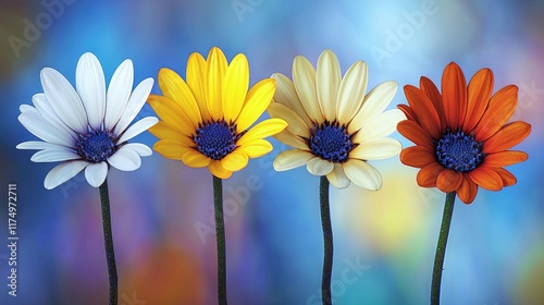 Four Vibrant Flowers in a Stunning Display photo