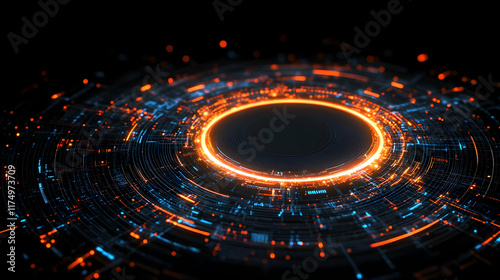 Abstract 3D Background:  Digital Circuit Glow