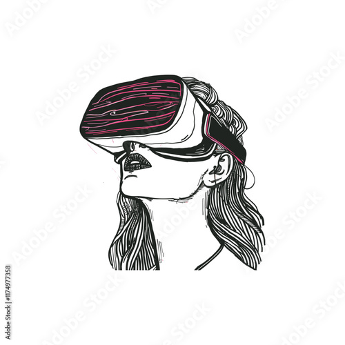 Women wearing VR design vector template
