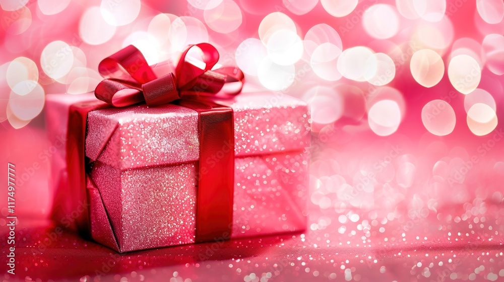 Fototapeta premium Unveiling the Enchanting Valentine's Day Pink Gift box background