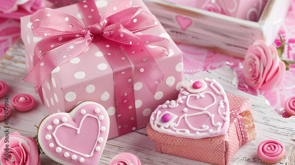 Unveiling the Enchanting Valentine's Day Pink Gift box background Unveiling the Enchanting Valentine's Day Pink Gift box background