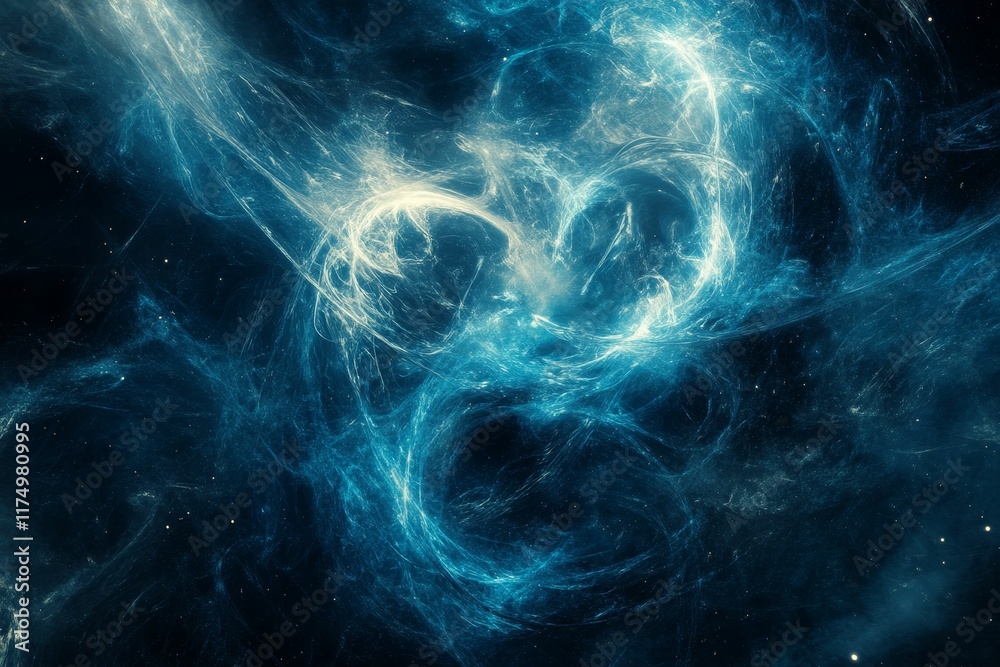Obraz premium Abstract swirling nebula, deep blue hues, cosmic dust.
