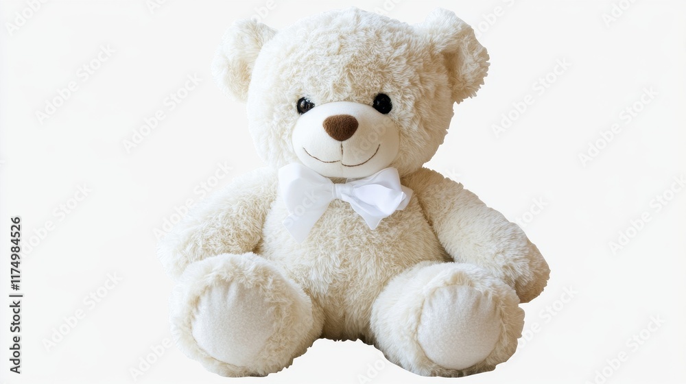 Creamy white teddy bear with a white bow. Perfect for baby showers, birthdays, or comforting gifts. Creamy white teddy bear with a white bow. Perfect for baby showers, birthdays, or comforting gifts.