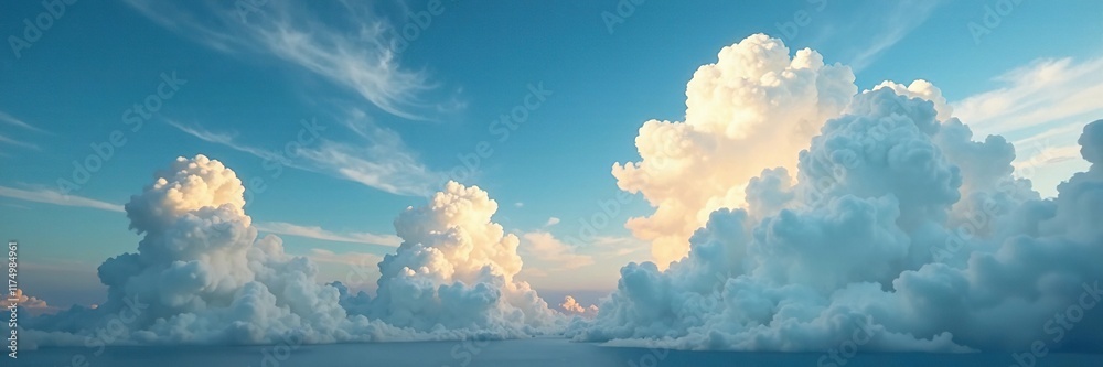 Cumulus clouds collide with cirrus clouds in a stormy sky, with winds blowing and clouds scattering , wispy, turbulent Cumulus clouds collide with cirrus clouds in a stormy sky, with winds blowing and clouds scattering , wispy, turbulent