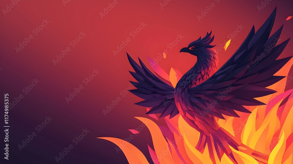 Fototapeta premium Majestic Phoenix Rising from Fiery Flames