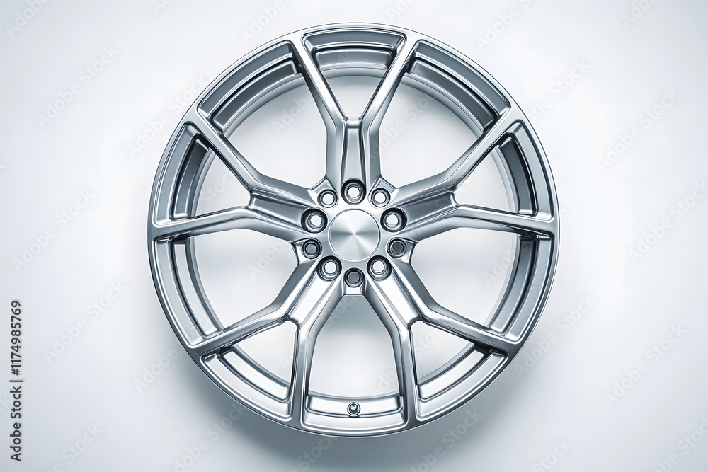 Obraz premium sleek alloy wheel with silver car rim featuring modern wheel design and stylish automotive accessory for vehicle upgrade