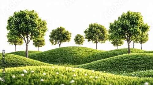 Idyllic Green Hills with Lush Trees