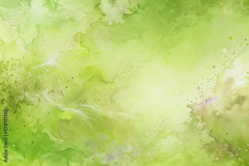 Soft green watercolor background, abstract design, organic shapes, artistic texture, perfect for branding, nature themes. photo