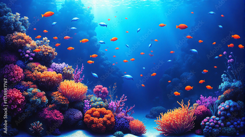 Naklejka premium coral reef in the blue sea