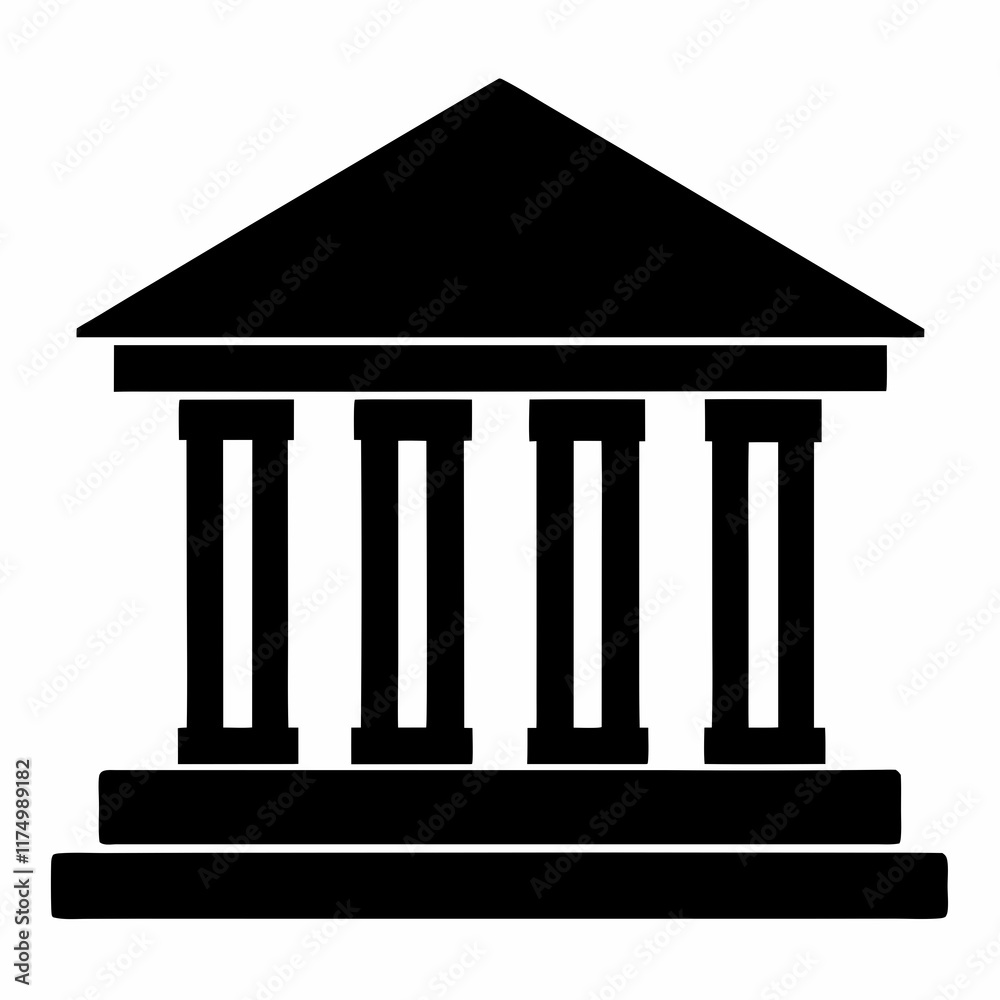 Bank Building Silhouette Vector Art Bank Building Silhouette Vector Art