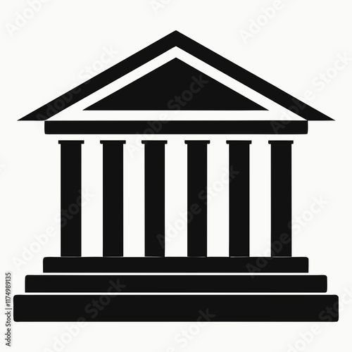 Bank Building Silhouette Vector Art