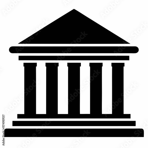 Bank Building Silhouette Vector Art