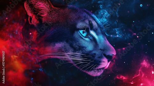 A puma with a blue eyes