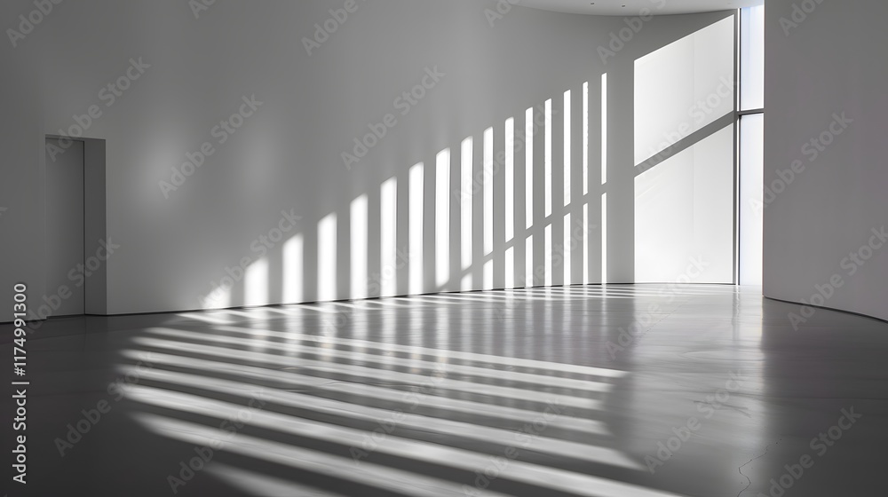 Fototapeta premium Illuminating Depth: Play of Light and Shadow Crafting Spacious Ambiance in Open Space