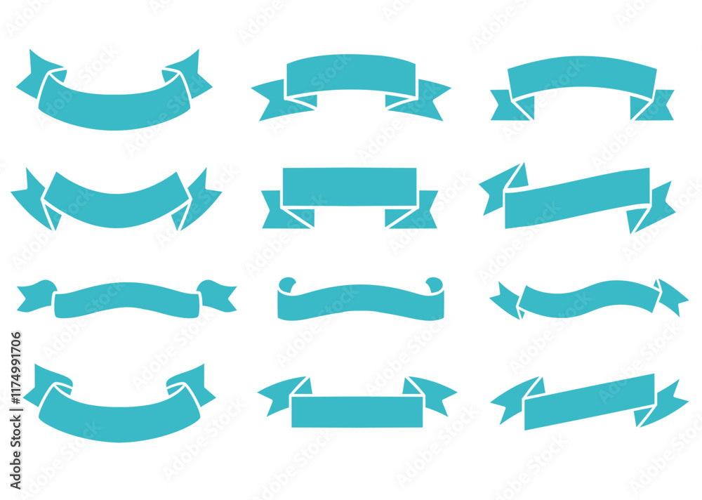 Blue ribbons collection vector illustration Blue ribbons collection vector illustration