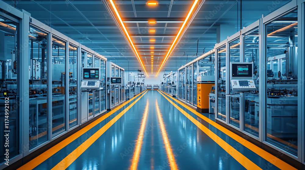 Fototapeta premium Automated Factory Production Line Interior View (2)