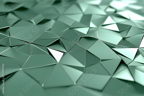 Abstract 3D Green Triangular Background