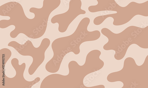 Hand drawn camouflage background. Soft caramel shapes. Vector
