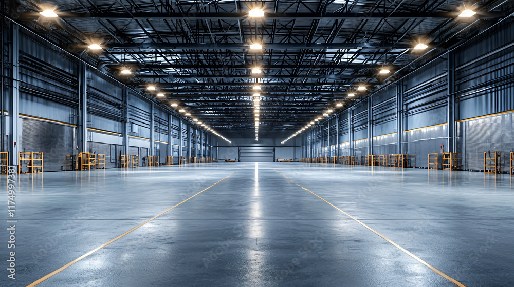 Obraz premium Spacious Modern Industrial Warehouse Interior Design