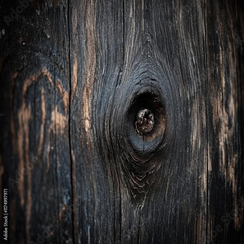 Dark Wood Grain Texture with Knot