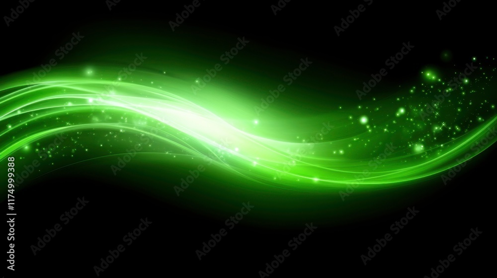 Obraz premium Dynamic green energy flow abstract background digital art dark environment illuminated perspective for visual impact