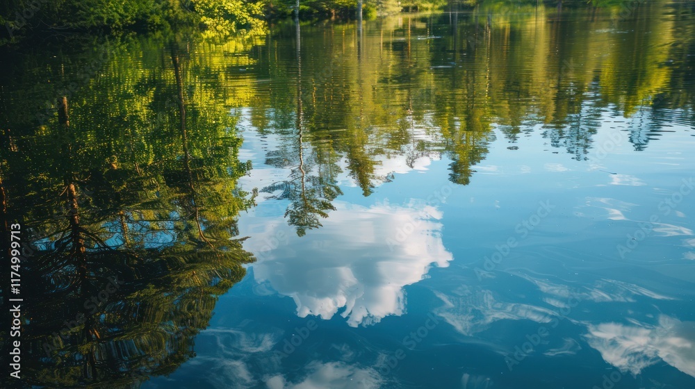 nature tranquil water surface smooth green nature blue sky cloud green environment lake river mist moisture shadow light nature tranquil water surface smooth green nature blue sky cloud green environment lake river mist moisture shadow light