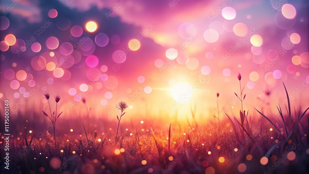 Panoramic Abstract Pink Bokeh Background with Sunlight Silhouette Photography Panoramic Abstract Pink Bokeh Background with Sunlight Silhouette Photography