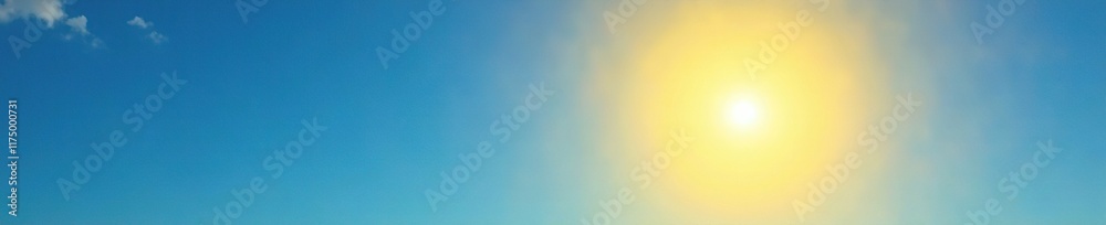 Obraz premium Yellow sun shines brightly in the clear blue sky, sun, sky