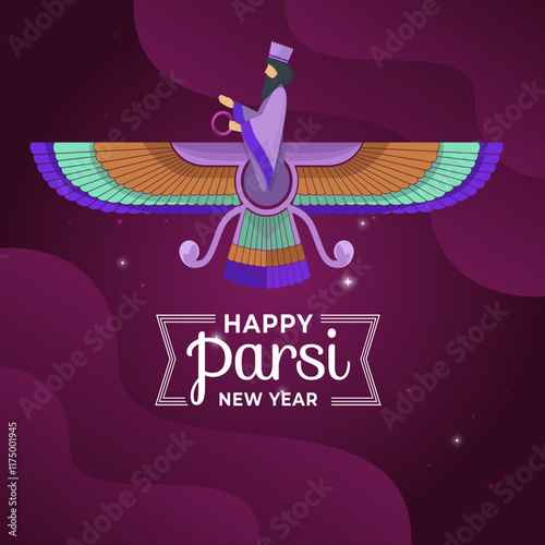 Happy Parsi New Year Vector Illustration. Navroz Mubarak Greeting Card Design. photo