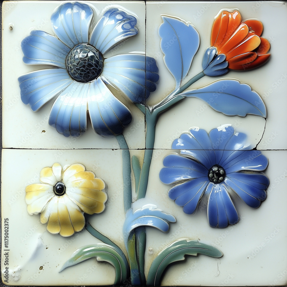 Obraz premium Dutch Polychrome Tile 19th Century