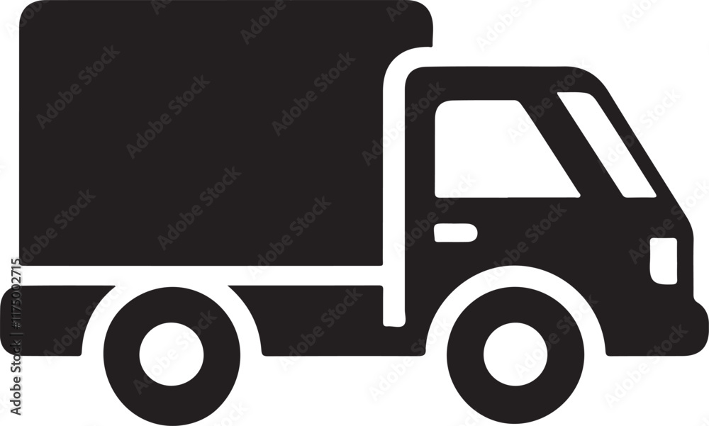 Black Delivery Truck Vector Silhouette for Moving and Transportation Services