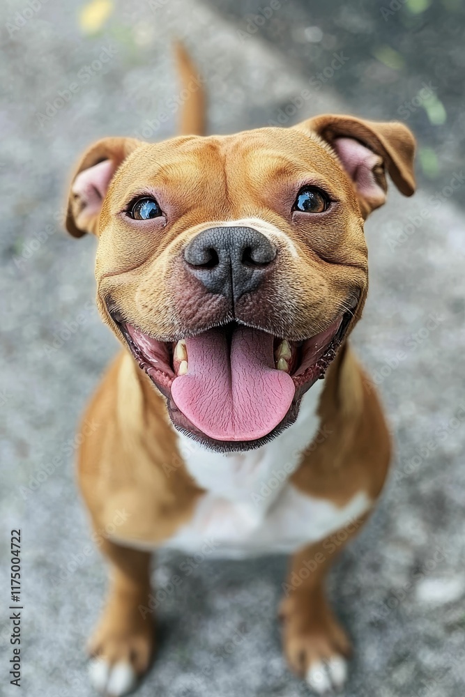 Happy fawn dog, tongue out, sitting. Happy fawn dog, tongue out, sitting.