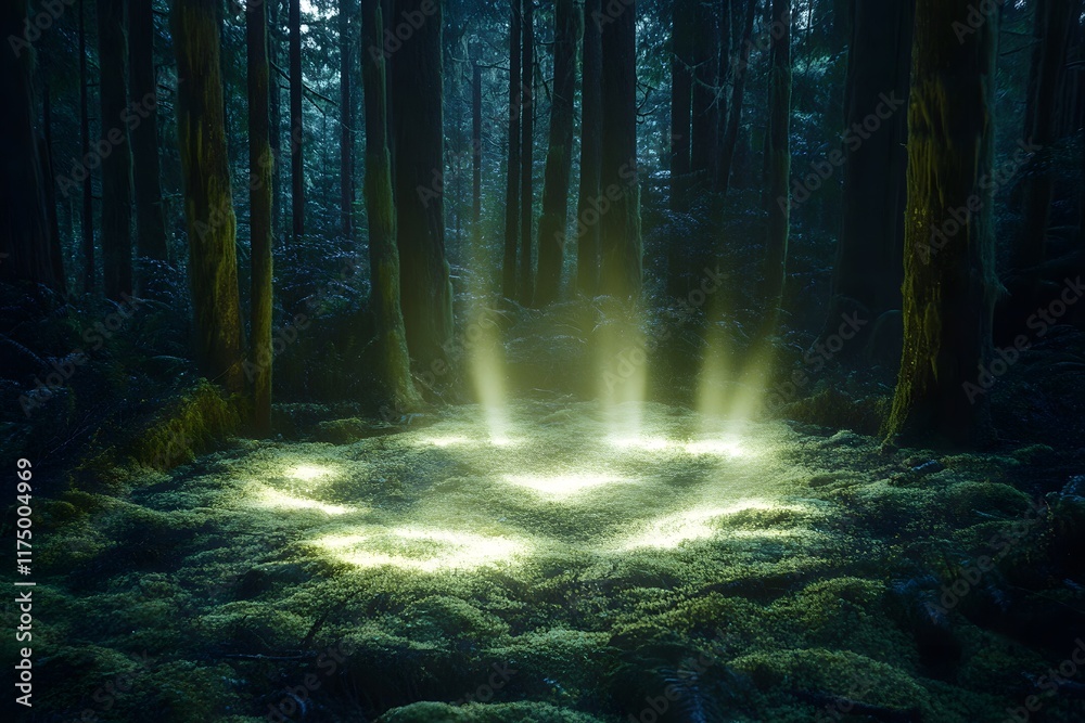 Obraz premium Mystical Forest with Sunlit Moss