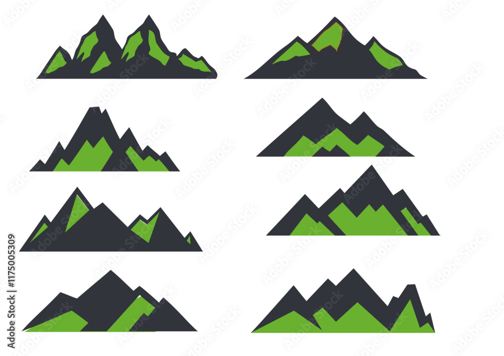 Fototapeta premium Mountain Silhouette Vector Illustration collection set