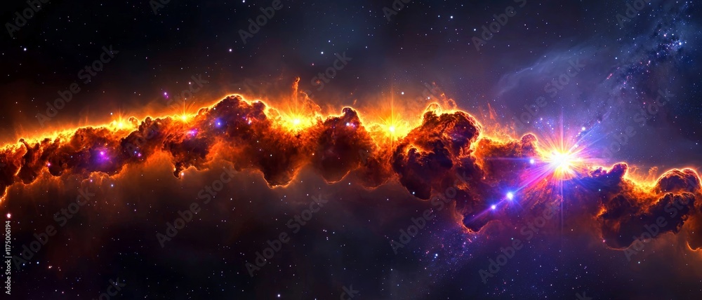 Cosmic Trail of Stardust Curving Through the Dark Vastness of Space at Night
