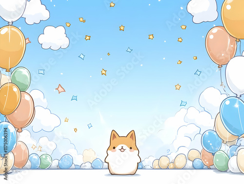 Cute Cartoon Dog Balloon Illustration photo