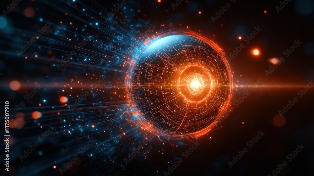 Obraz premium Glowing orb with energy streams.