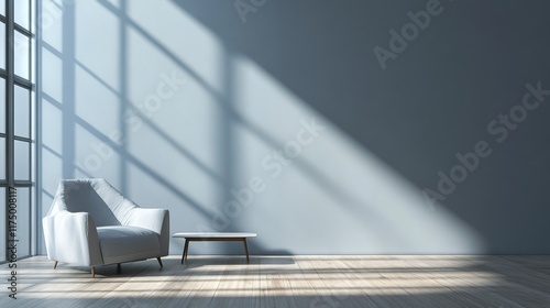 Wallpaper Mural Minimalist Living Room Interior with Modern Armchair and Coffee Table Torontodigital.ca