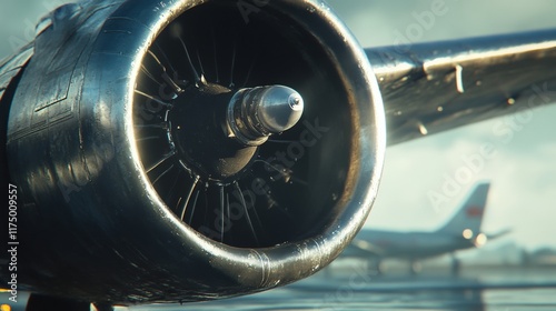 Plane engine machine close up