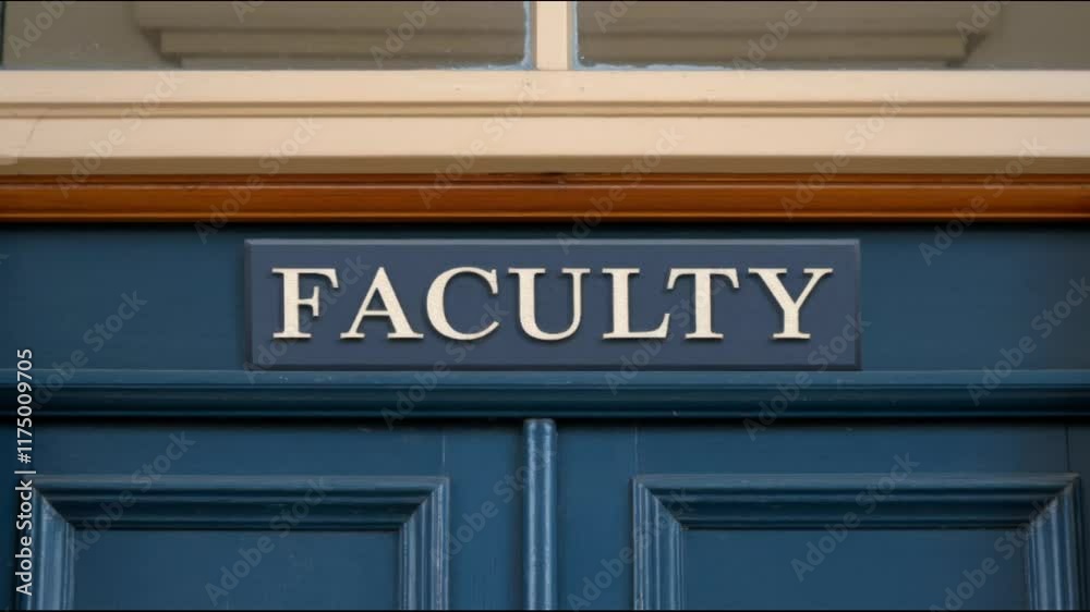 Faculty sign on a door, symbolizing the entrance to the teaching staff area in an academic Faculty sign on a door, symbolizing the entrance to the teaching staff area in an academic