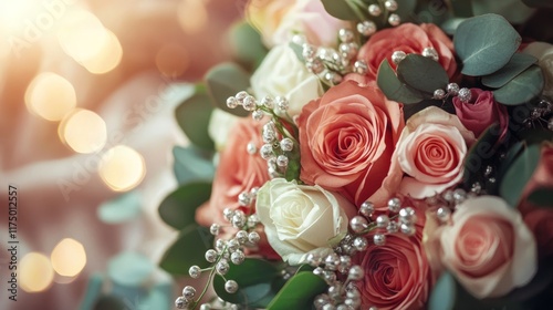 beautiful wedding bouquet of roses