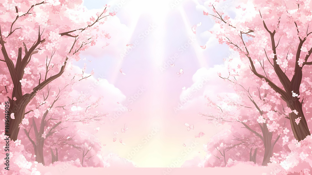 Pink Cherry Blossom Illustration Background Pink Cherry Blossom Illustration Background