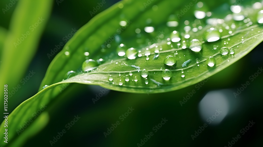 Digital dew on green leaves poster background Digital dew on green leaves poster background