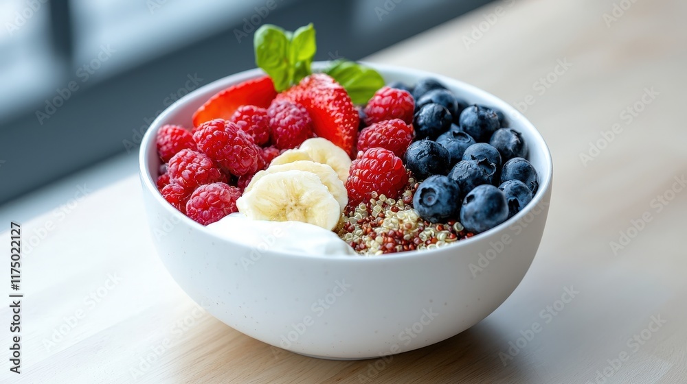 Vibrant Bowl of Fresh Fruit and Yories on a Wooden Table Surrounded by Natural Light Creating a Warm and Inviting Culinary Atmosphere Vibrant Bowl of Fresh Fruit and Yories on a Wooden Table Surrounded by Natural Light Creating a Warm and Inviting Culinary Atmosphere