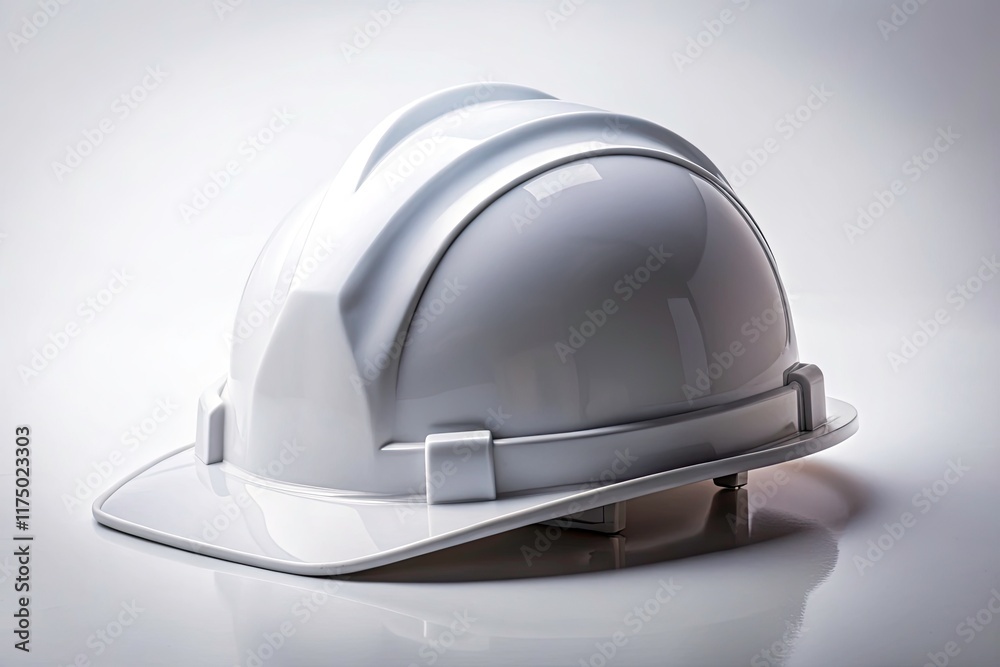 Fototapeta premium Clean urban exploration photography background featuring a stark white hard hat.