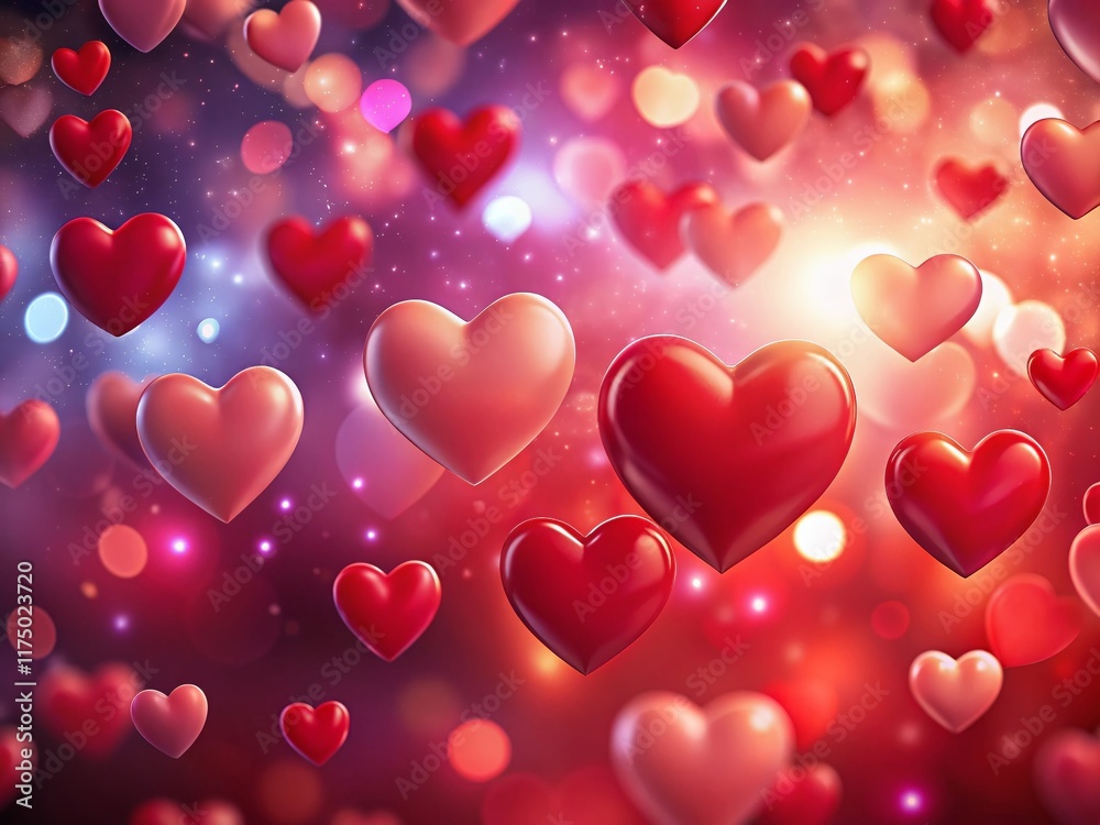 Panoramic Valentine's Day: Cascading Red Hearts on Gradient Background Panoramic Valentine's Day: Cascading Red Hearts on Gradient Background